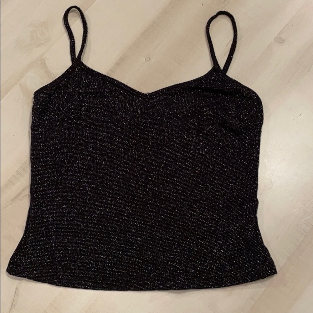 Fragile by XOXO Black Shiny Tank Size Large